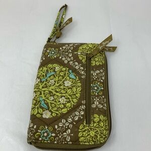 Vera Bradley Sitting in a Tree green brown quilt zip wristlet wallet whimsical
